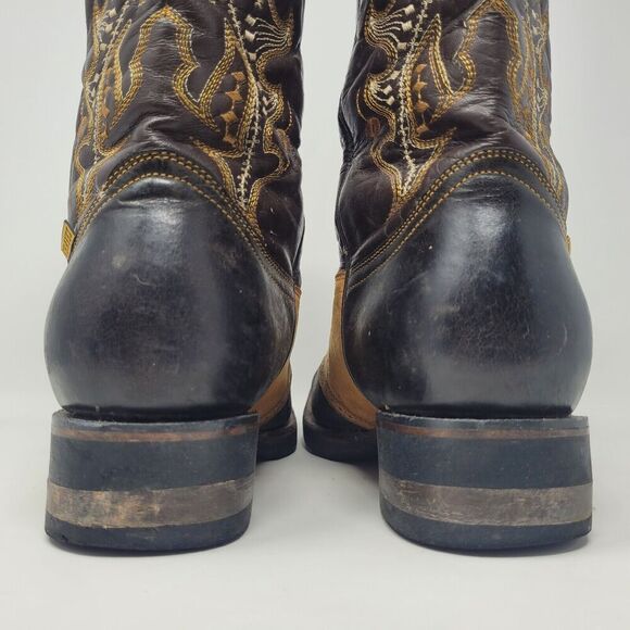 Chavez Boots MX 27 US 8 Brown Orange Leather Western Cowboy Ranch Rodeo - Picture 7 of 12